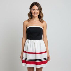 Grass Collections Strapless Mini Dress Red, White & Black Size 5